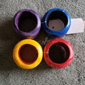 Set of 4 painted wood napkin holders